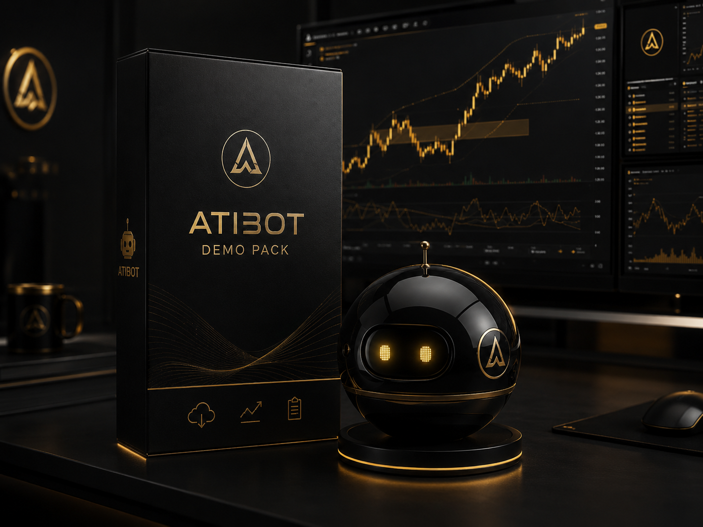 Pacote ATIBOT Demo com robô, painel de execução e materiais de instrução