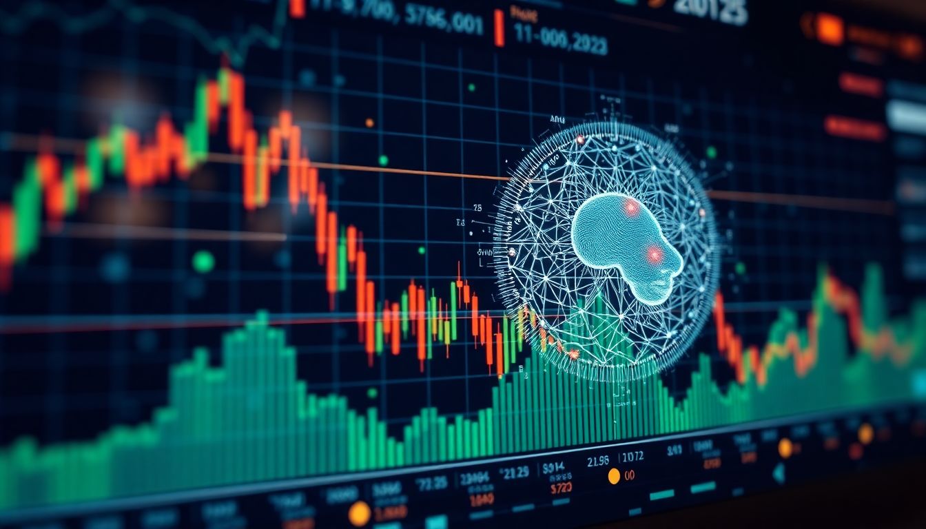 Gráfico de trading com inteligência artificial e machine learning