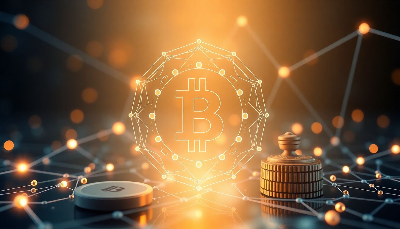 Rede blockchain demonstrando a tokenização de ativos reais.