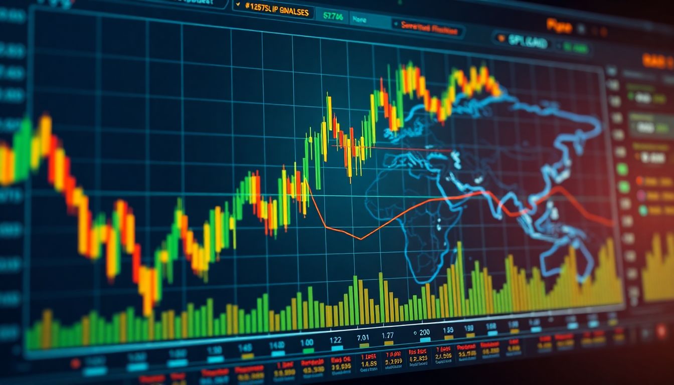 Dashboard de trading algorítmico mostrando operações 24/7 em mercados globais para tesouraria corporativa
