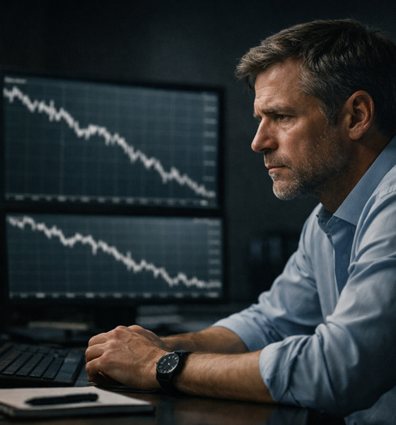 Trader profissional observando o mercado em movimento, mas enfrentando dificuldade mesmo com o preço andando na mesma direção