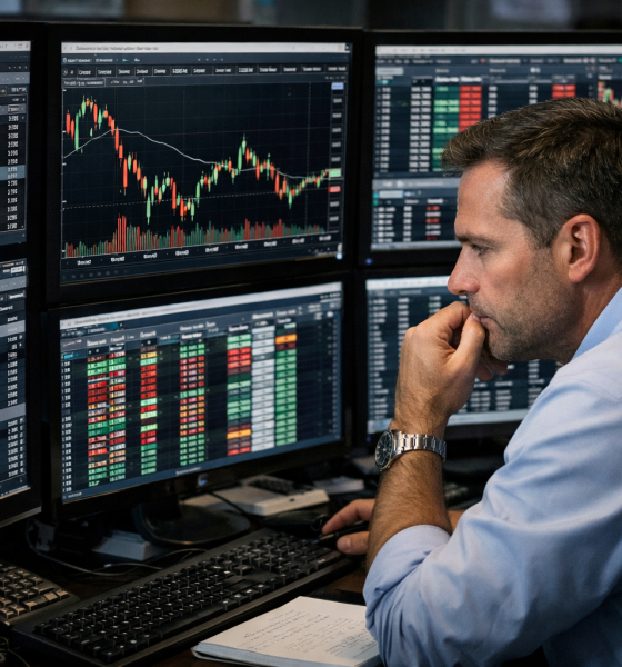 Trader profissional analisando fluxo de mercado para entender como usar o Curso ATI