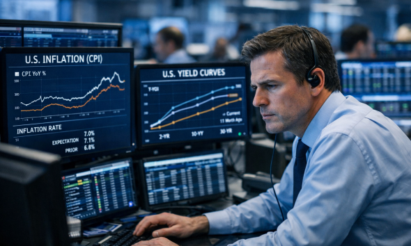 analista financeiro avaliando inflação e juros no mercado global