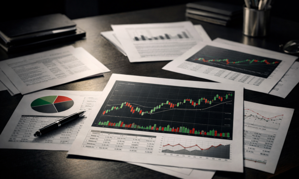 representação visual de análise de fluxo no mercado financeiro sem presença humana